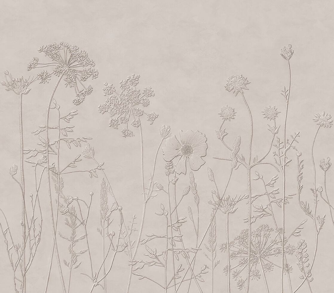 350702 Silhouette Flowers Brown/Taupe Mural by Eijffinger