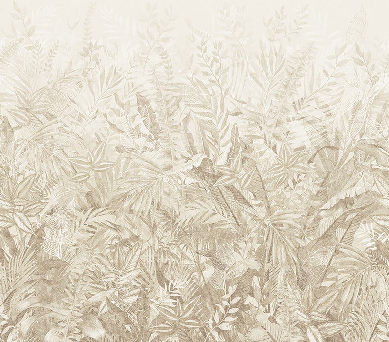 350704 Linen Leaves Beige/Sand Mural by Eijffinger