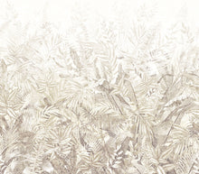 350706 Linen Leaves Natural/Green Mural by Eijffinger