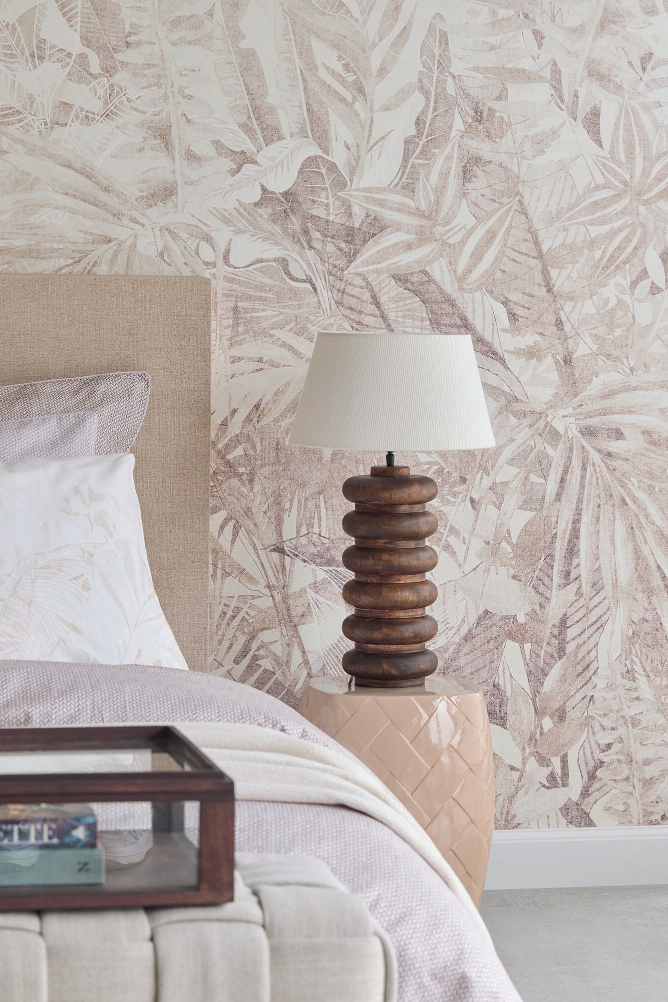 350708 Linen Leaves Brown/Taupe Mural by Eijffinger