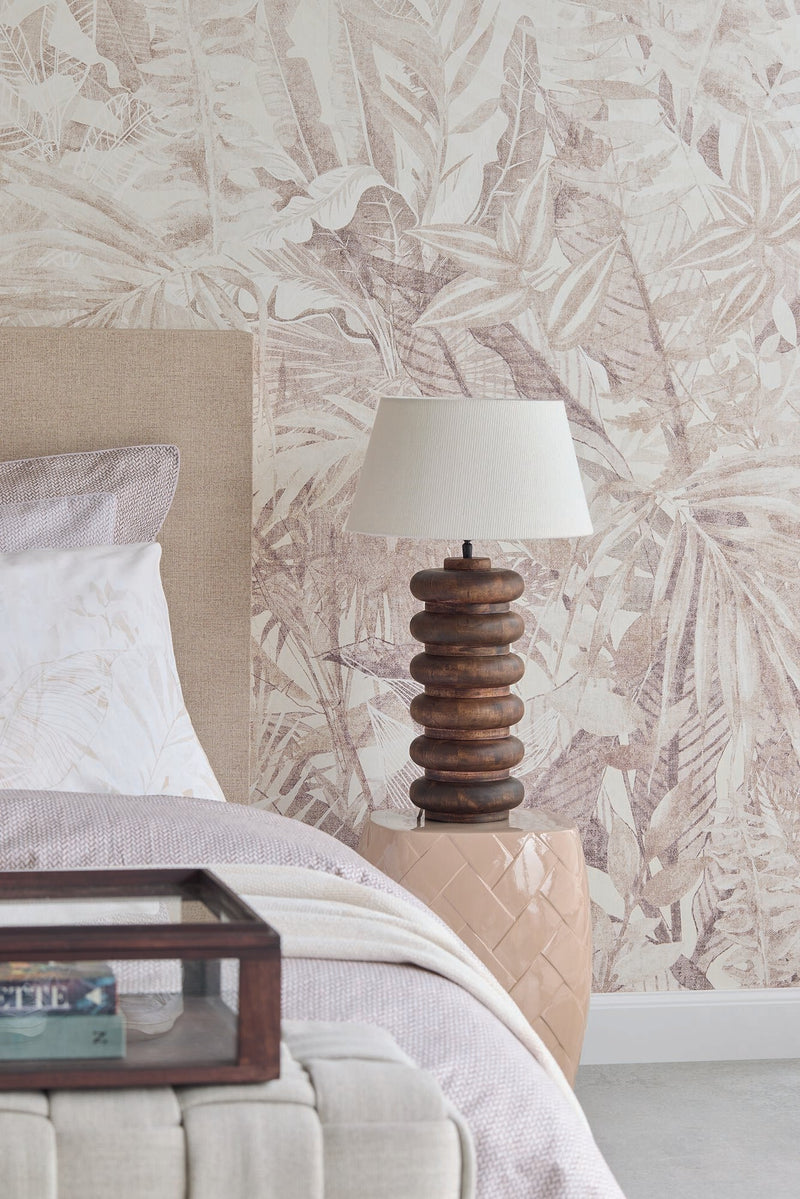 350708 Linen Leaves Brown/Taupe Mural by Eijffinger