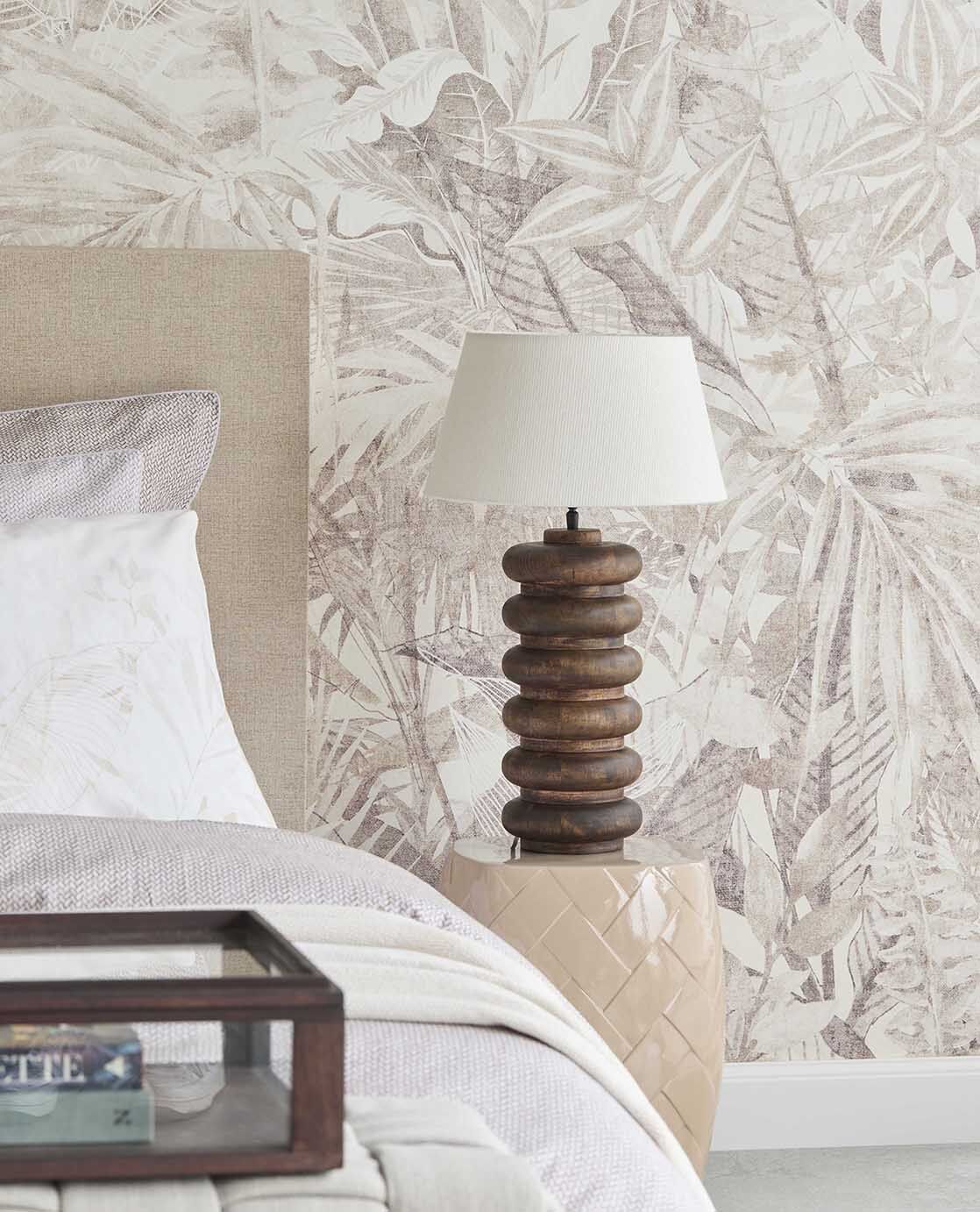 350708 Linen Leaves Brown/Taupe Mural by Eijffinger