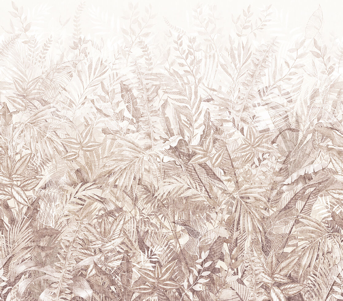 350708 Linen Leaves Brown/Taupe Mural by Eijffinger