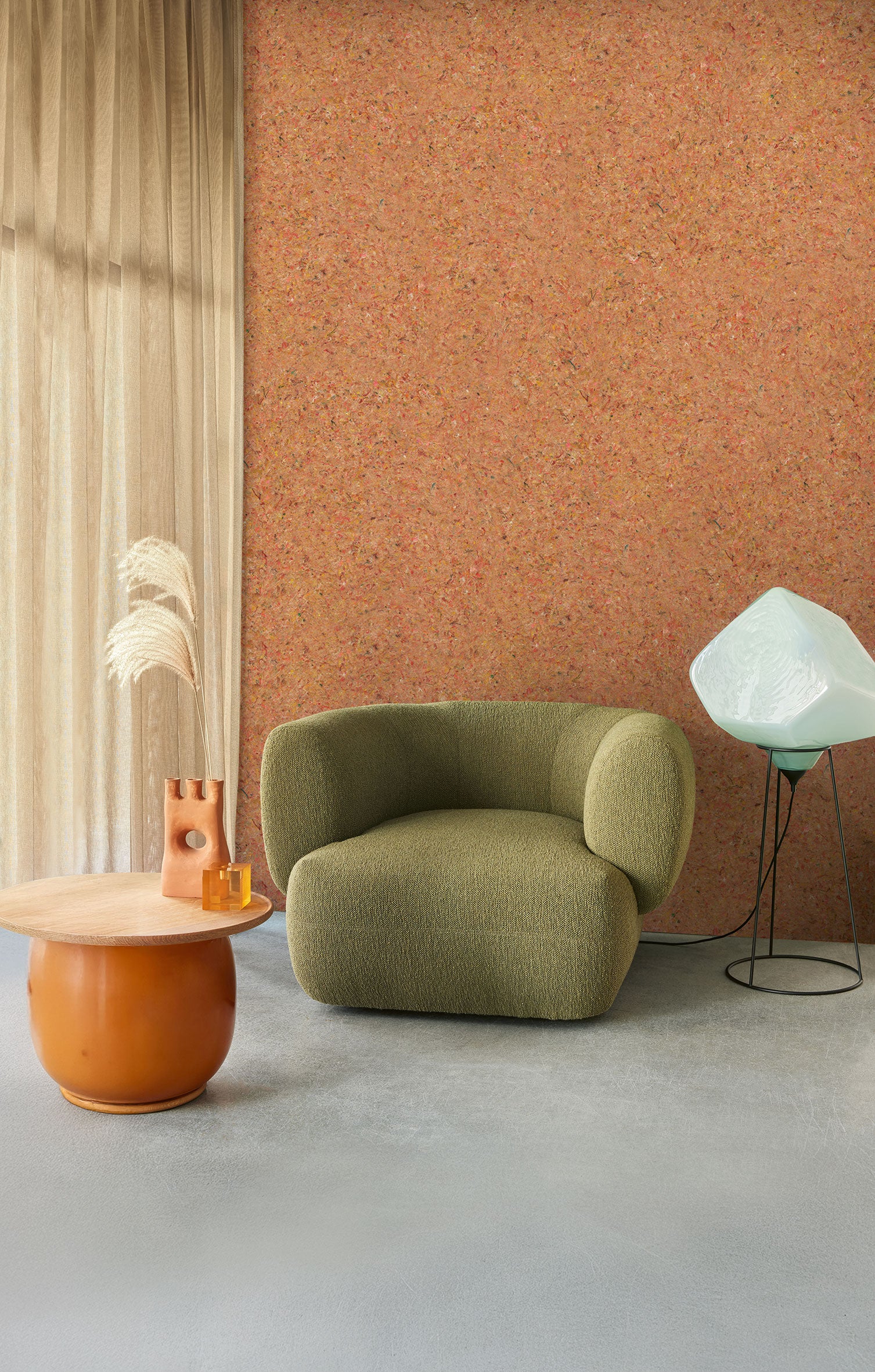 350811 Textured Plain Terracotta Felt Wallpaper by Eijffinger