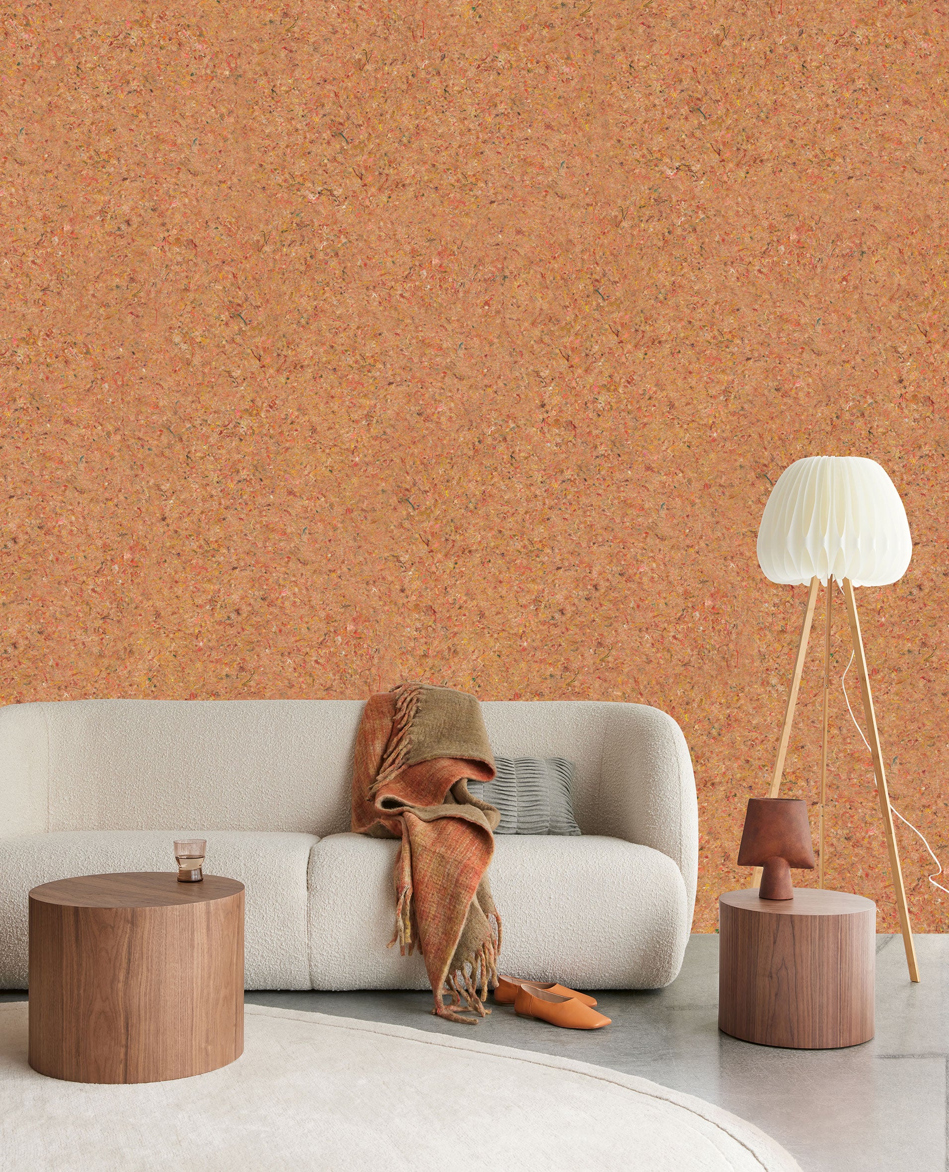 350811 Textured Plain Terracotta Felt Wallpaper by Eijffinger