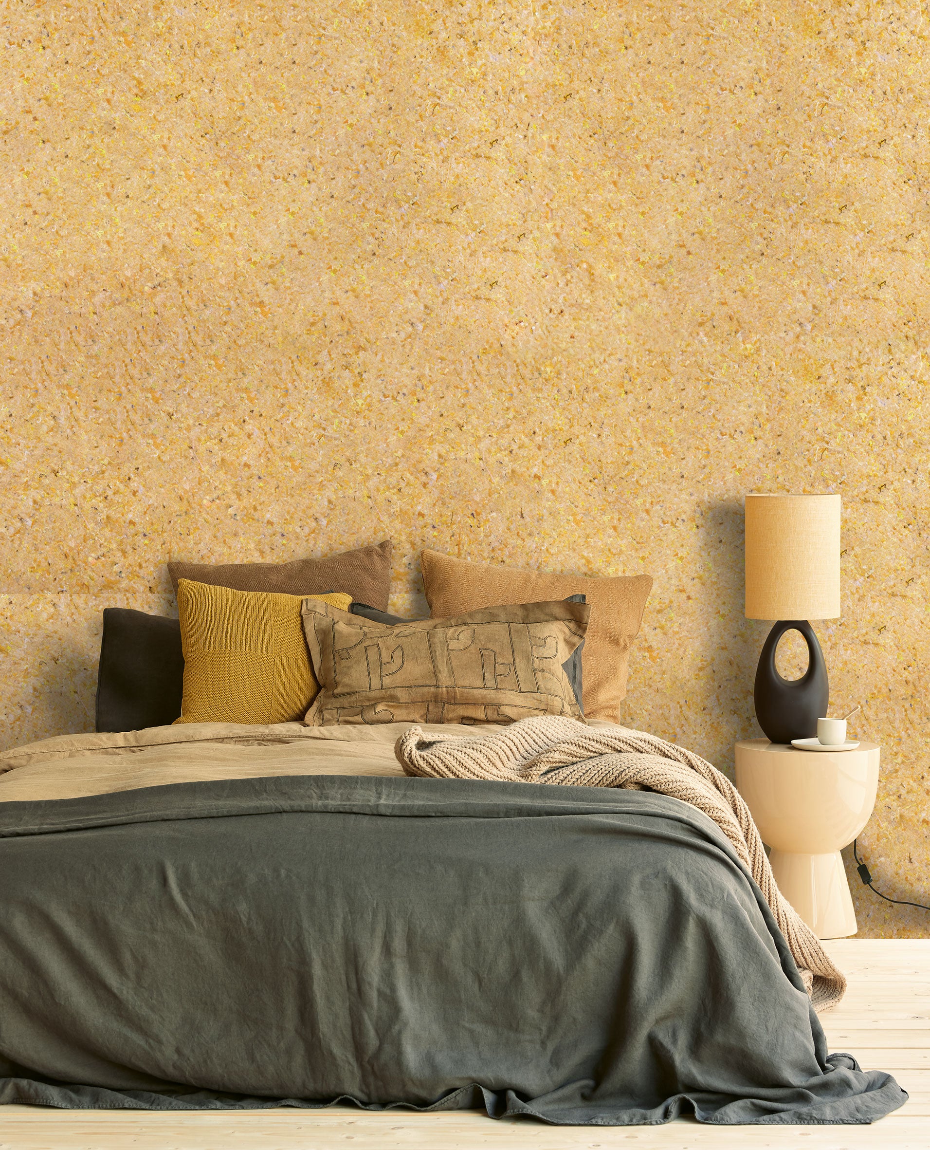 350814 Textured Plain Ocher Felt Wallpaper by Eijffinger