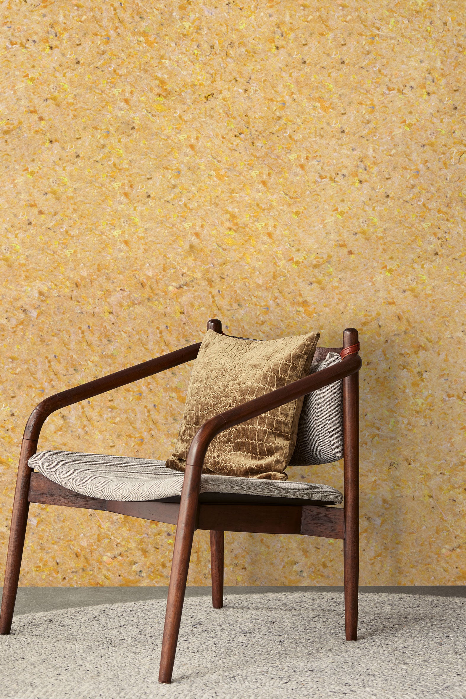 350814 Textured Plain Ocher Felt Wallpaper by Eijffinger