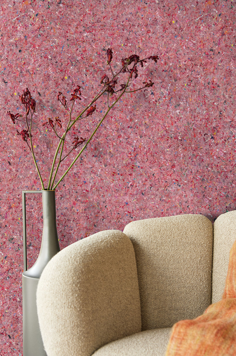 350815 Textured Plain Red Felt Wallpaper by Eijffinger