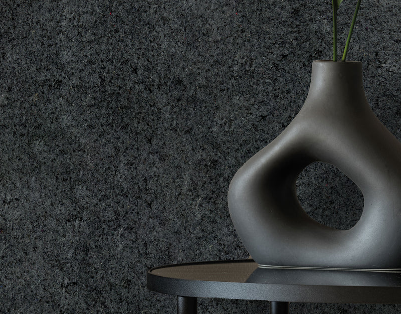 350820 Textured Plain Black Felt Wallpaper by Eijffinger