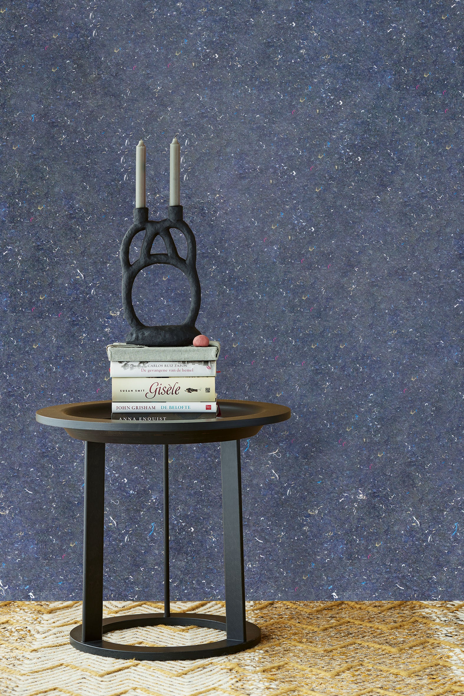 350824 Textured Plain Navy Felt Wallpaper by Eijffinger