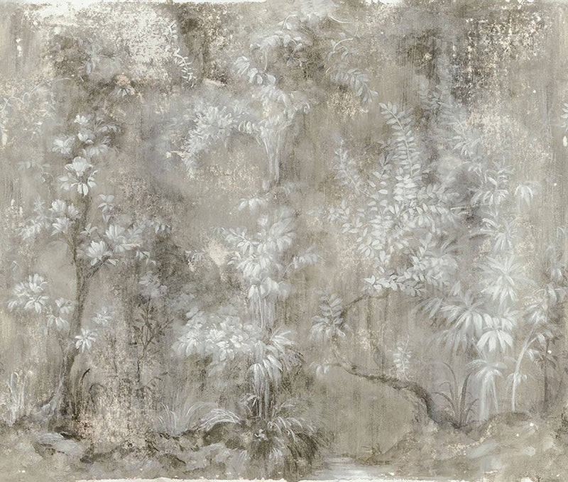35095 Floral Beige and Silver Grey City Romance Mural by Galerie