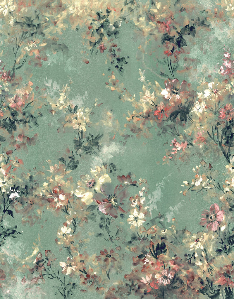 35096 Floral Green, Pink, Red and White City Romance Mural by Galerie