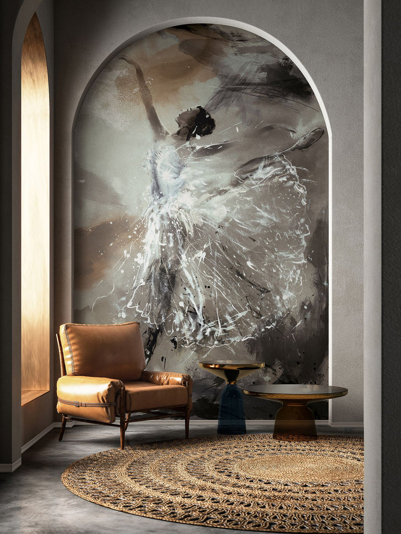 35097 Graphics Beige, Silver Grey and White City Romance Mural by Galerie