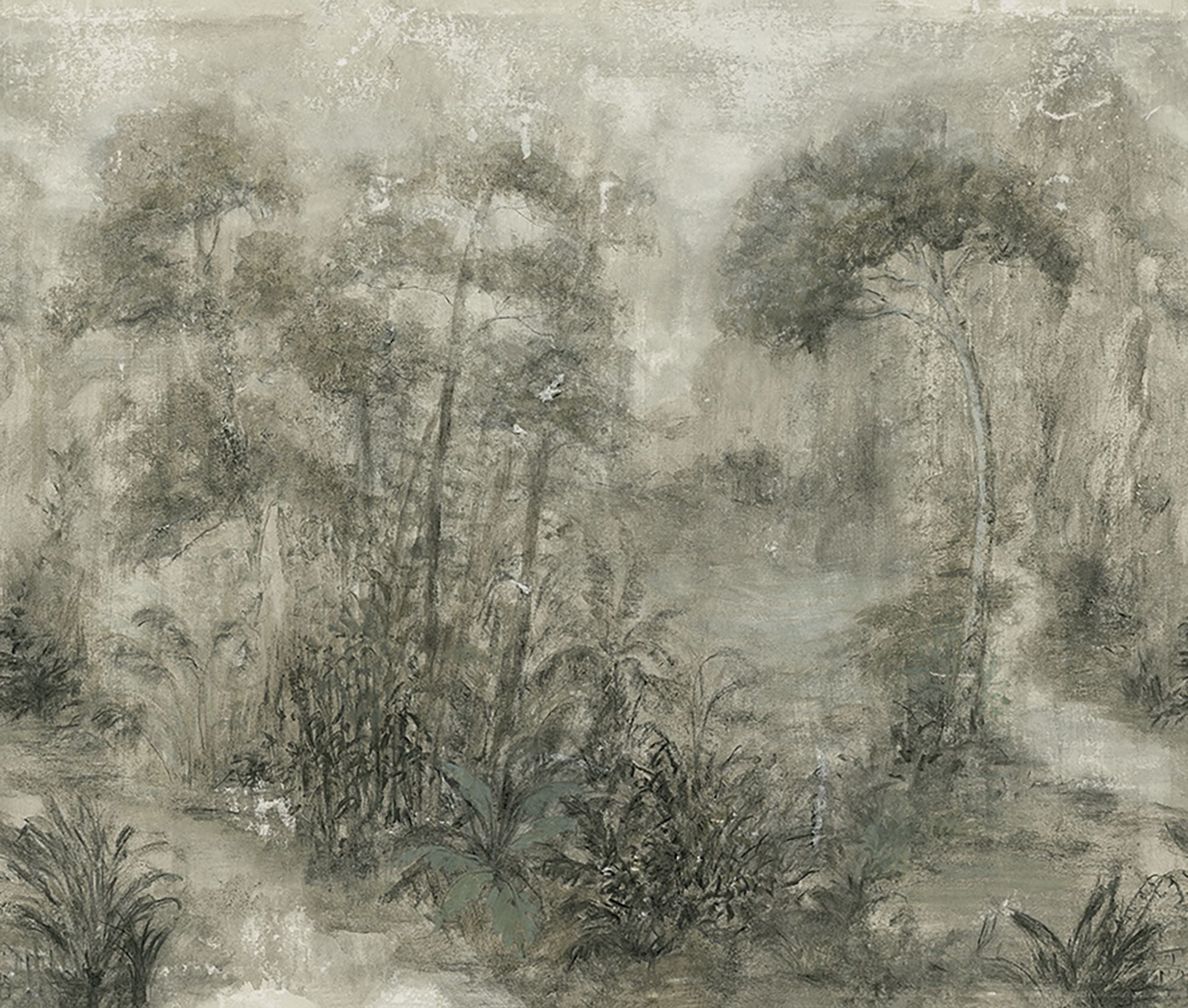35098 Floral Beige and Green City Romance Mural by Galerie