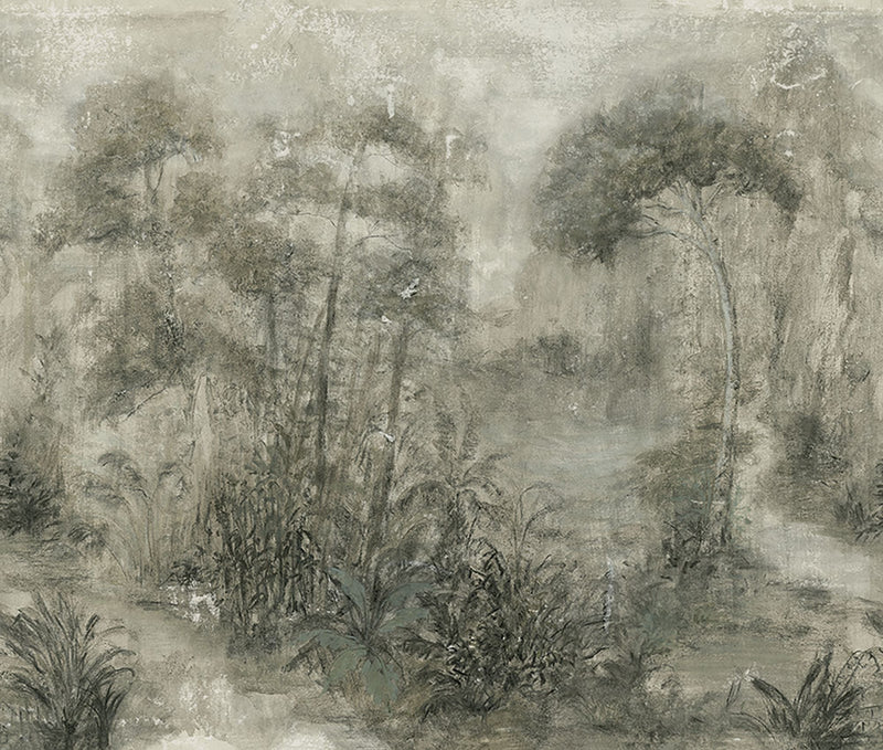 35098 Floral Beige and Green City Romance Mural by Galerie