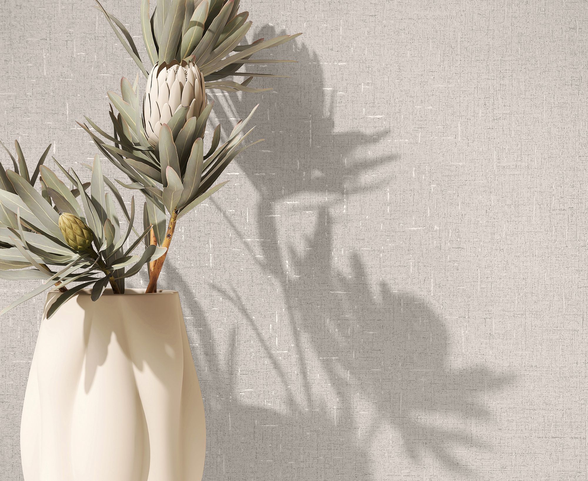 35107 Uni Beige and Silver Grey City Romance Wallpaper by Galerie
