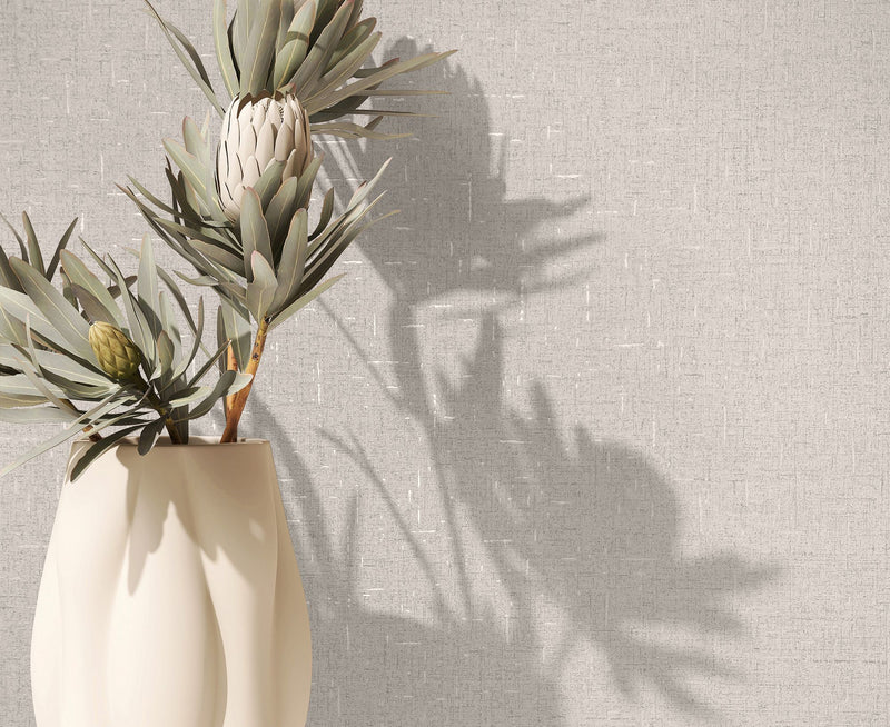 35107 Uni Beige and Silver Grey City Romance Wallpaper by Galerie