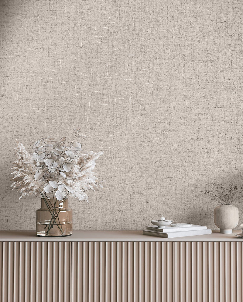 35113 Uni Beige and Silver Grey City Romance Wallpaper by Galerie