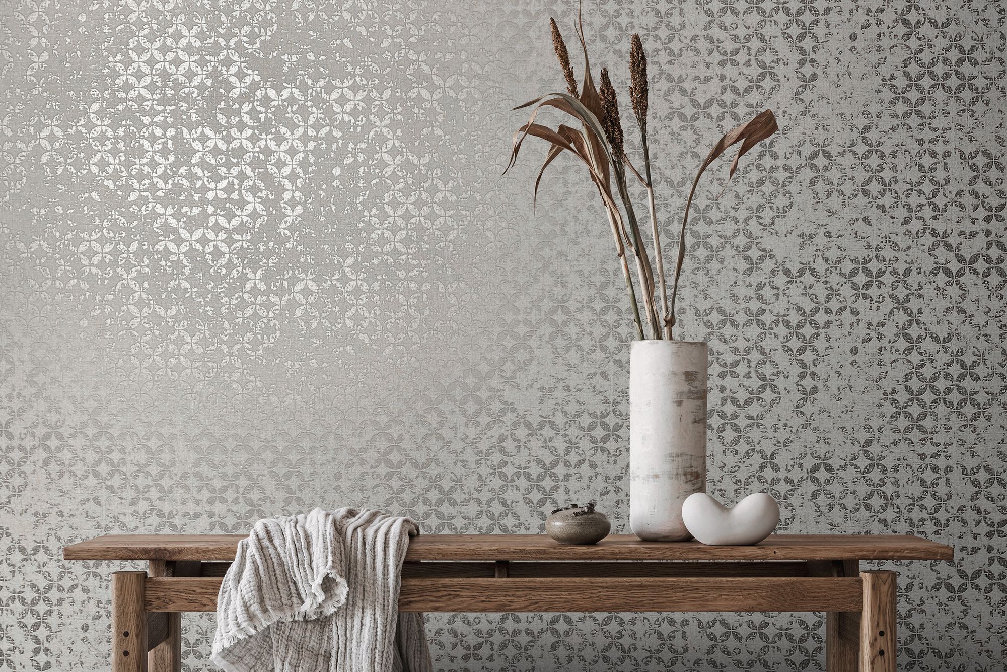 35118 Graphics Silver Grey City Romance Wallpaper by Galerie