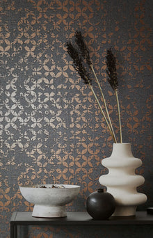 35119 Graphics Black and Bronze Brown City Romance Wallpaper by Galerie