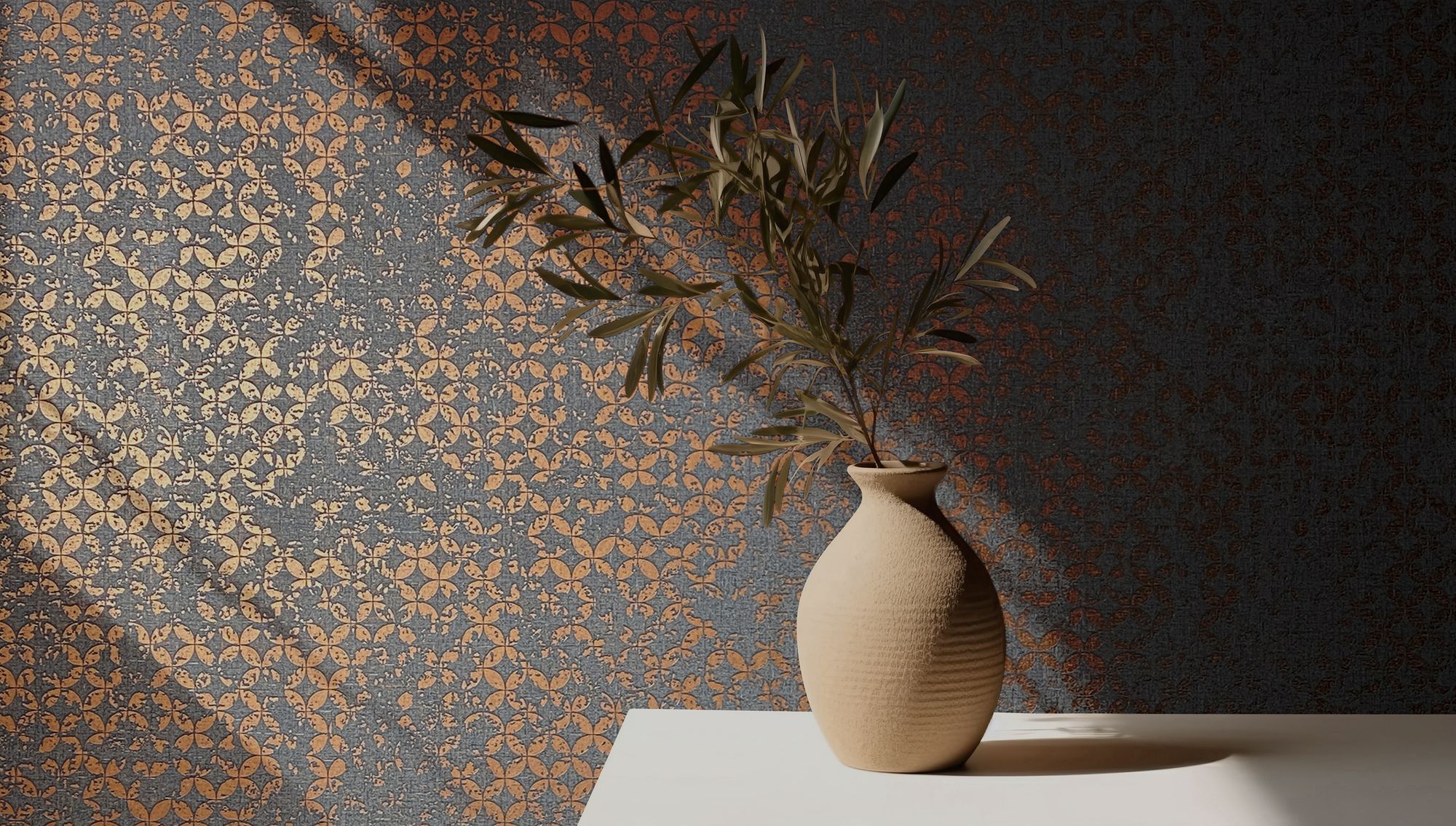 35119 Graphics Black and Bronze Brown City Romance Wallpaper by Galerie