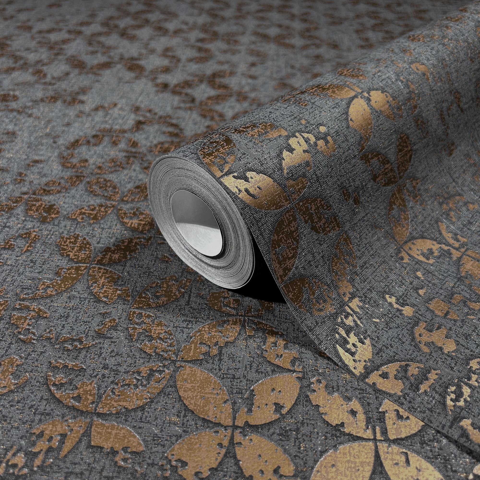35119 Graphics Black and Bronze Brown City Romance Wallpaper by Galerie