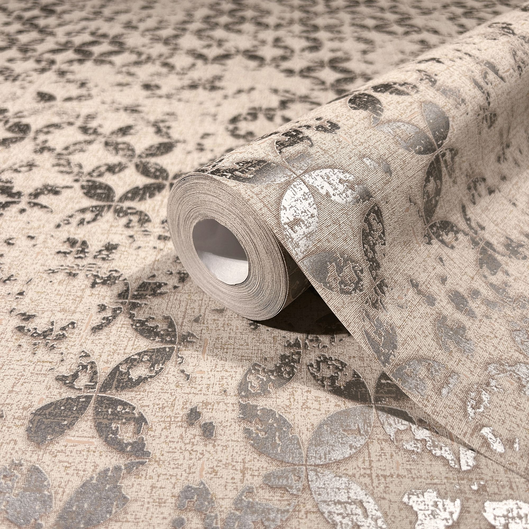 35120 Graphics Orange and Silver Grey City Romance Wallpaper by Galerie