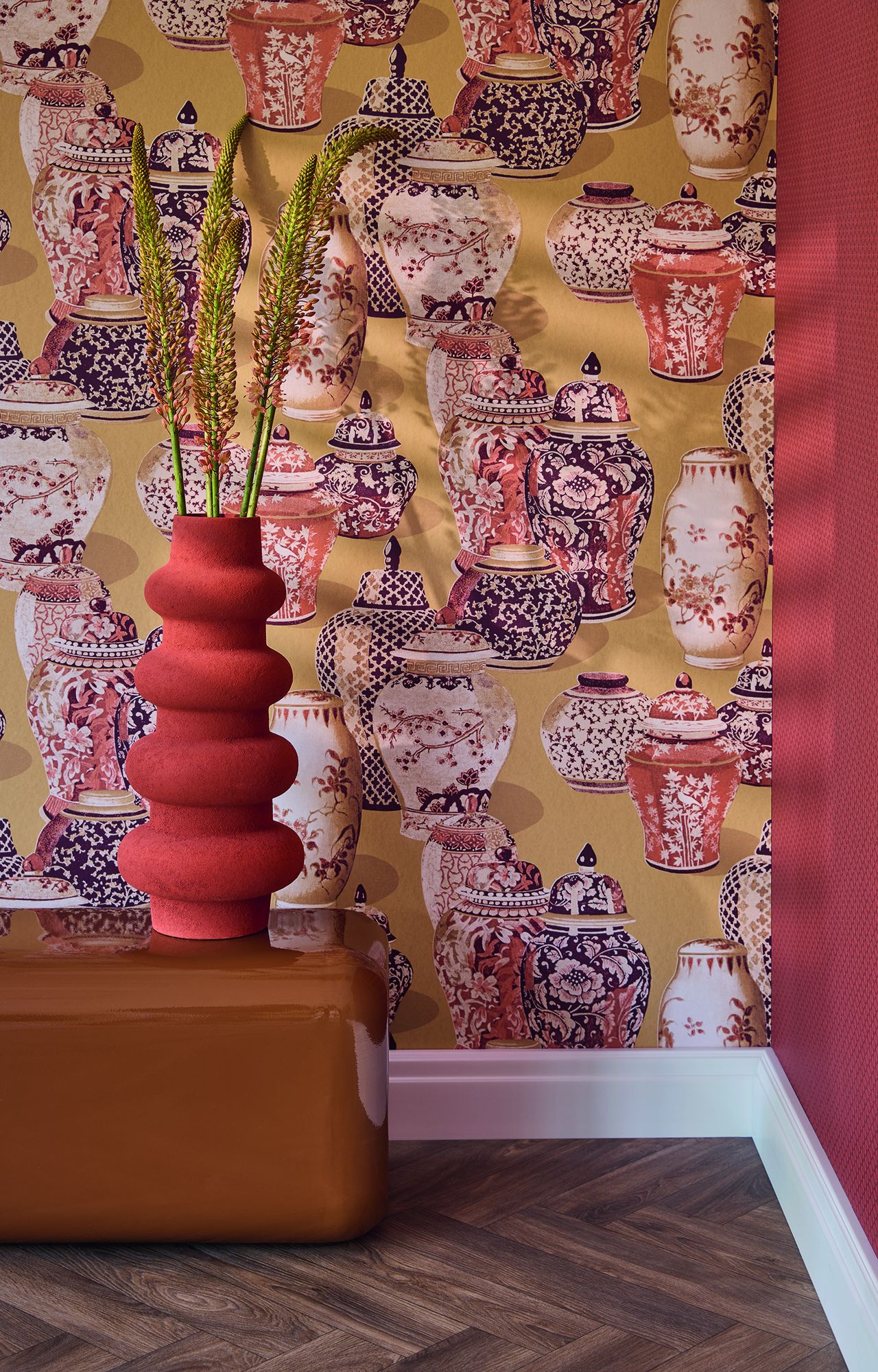 351225 Facet Orange Wallpaper by Eijffinger