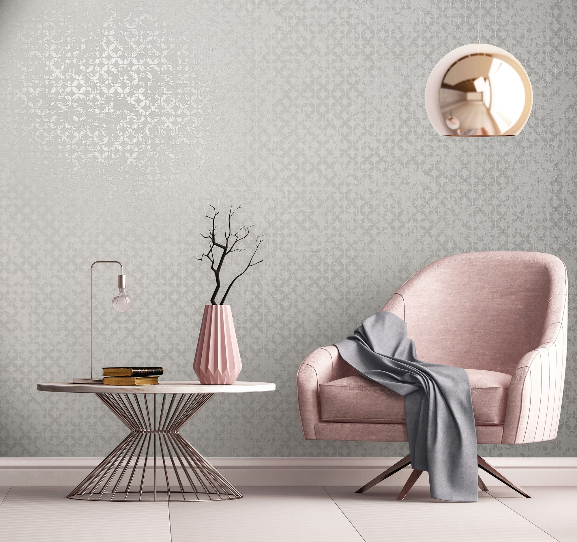 35121 Graphics White and Silver Grey City Romance Wallpaper by Galerie