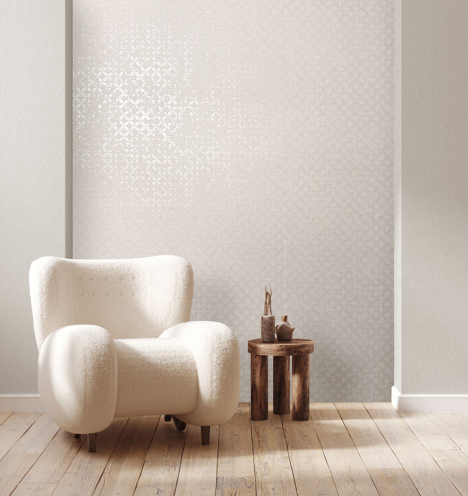 35122 Graphics Beige and Silver Grey City Romance Wallpaper by Galerie