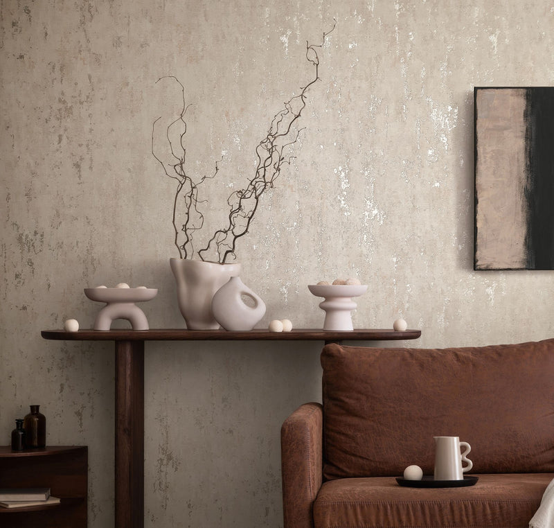 35124 Concrete look Orange and Silver Grey City Romance Wallpaper by Galerie