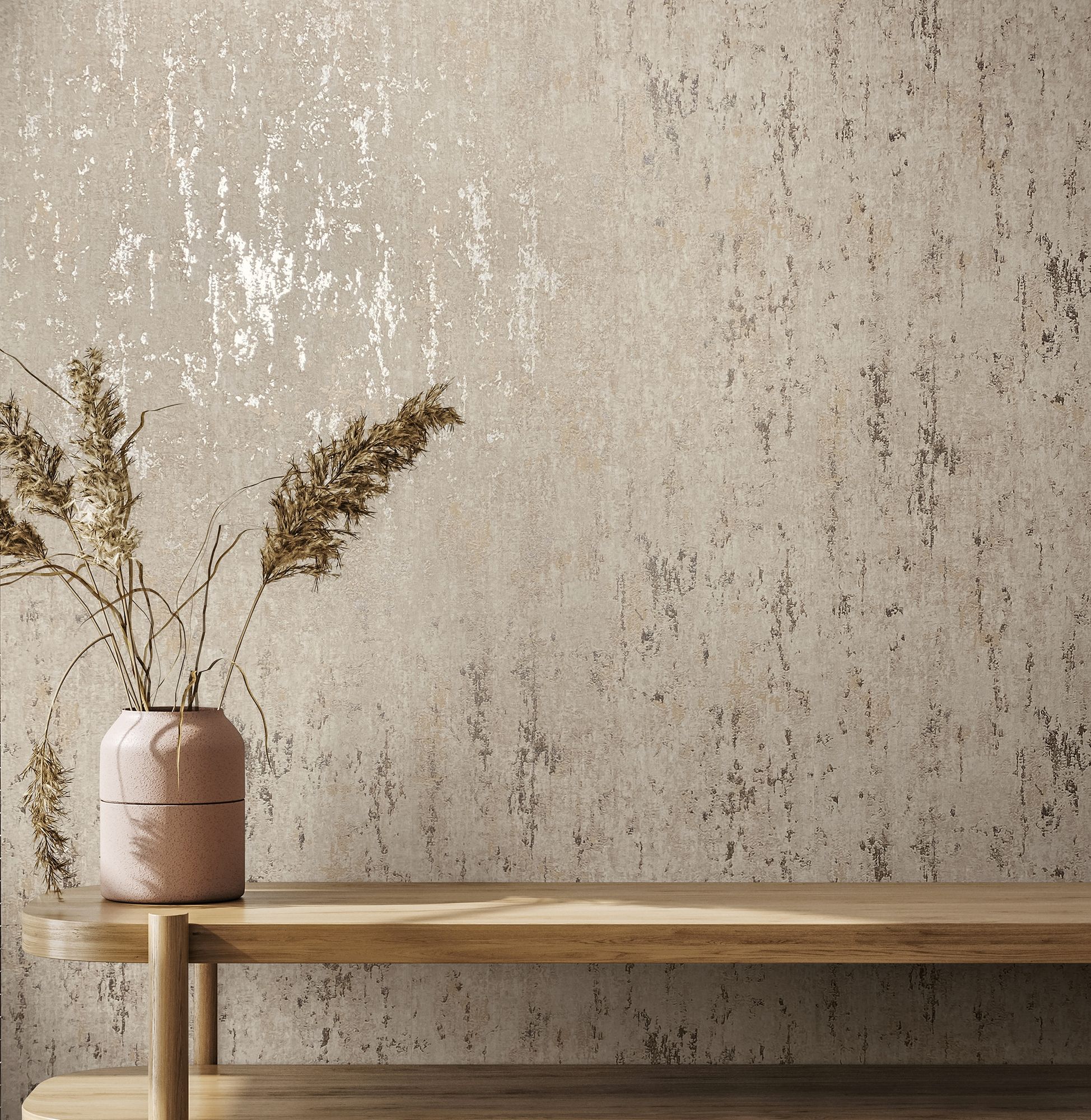 35124 Concrete look Orange and Silver Grey City Romance Wallpaper by Galerie