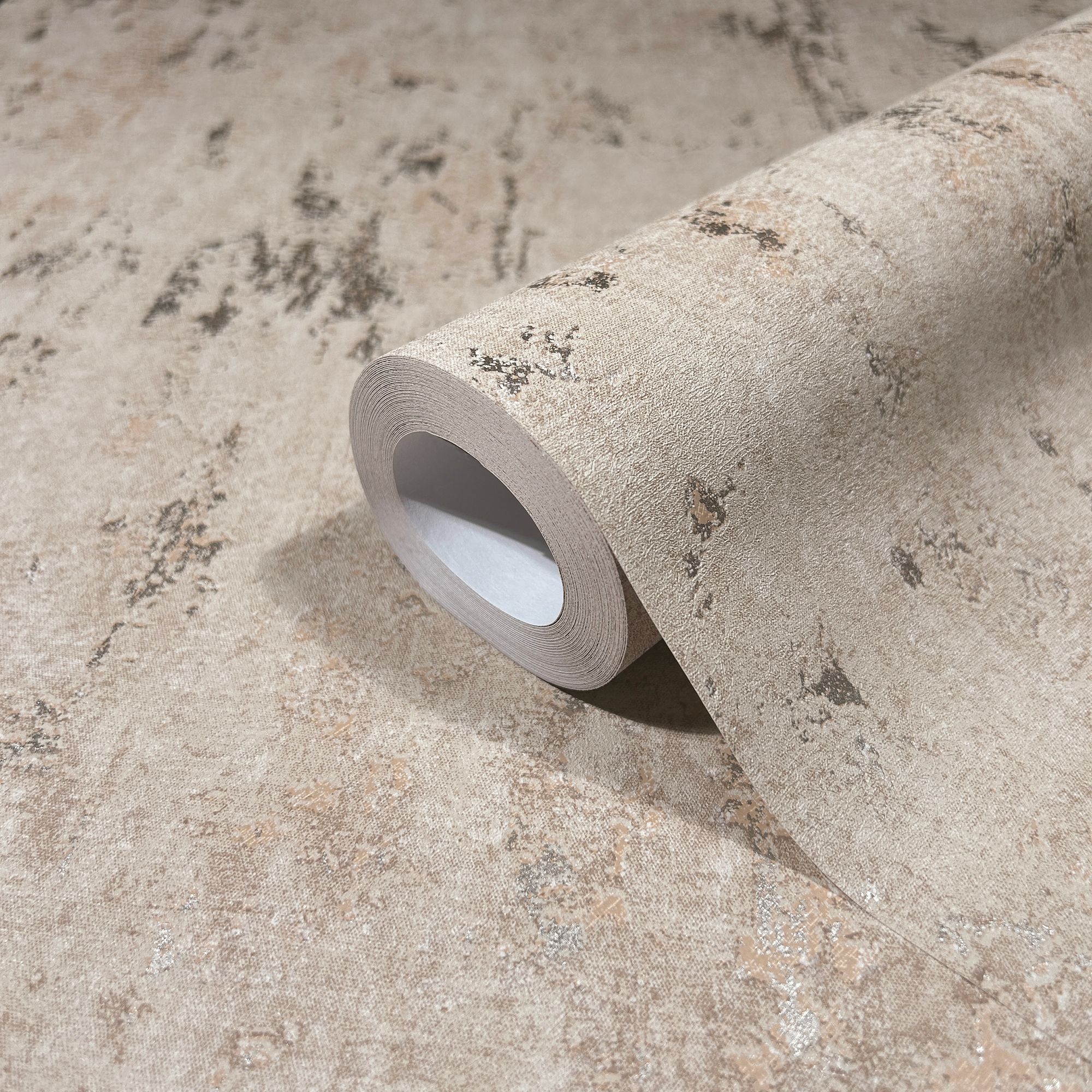 35124 Concrete look Orange and Silver Grey City Romance Wallpaper by Galerie