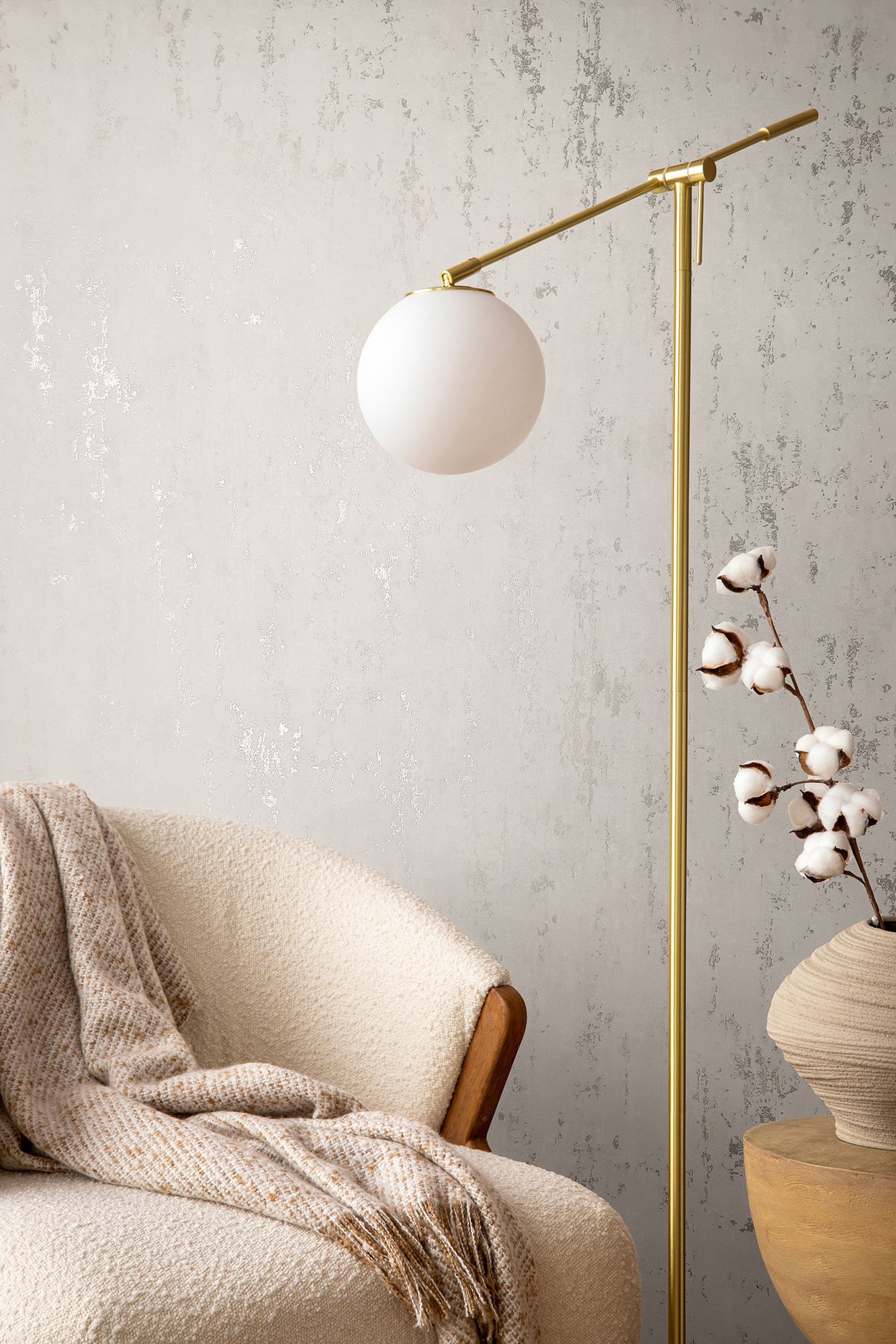 35127 Concrete look Beige and Silver Grey City Romance Wallpaper by Galerie