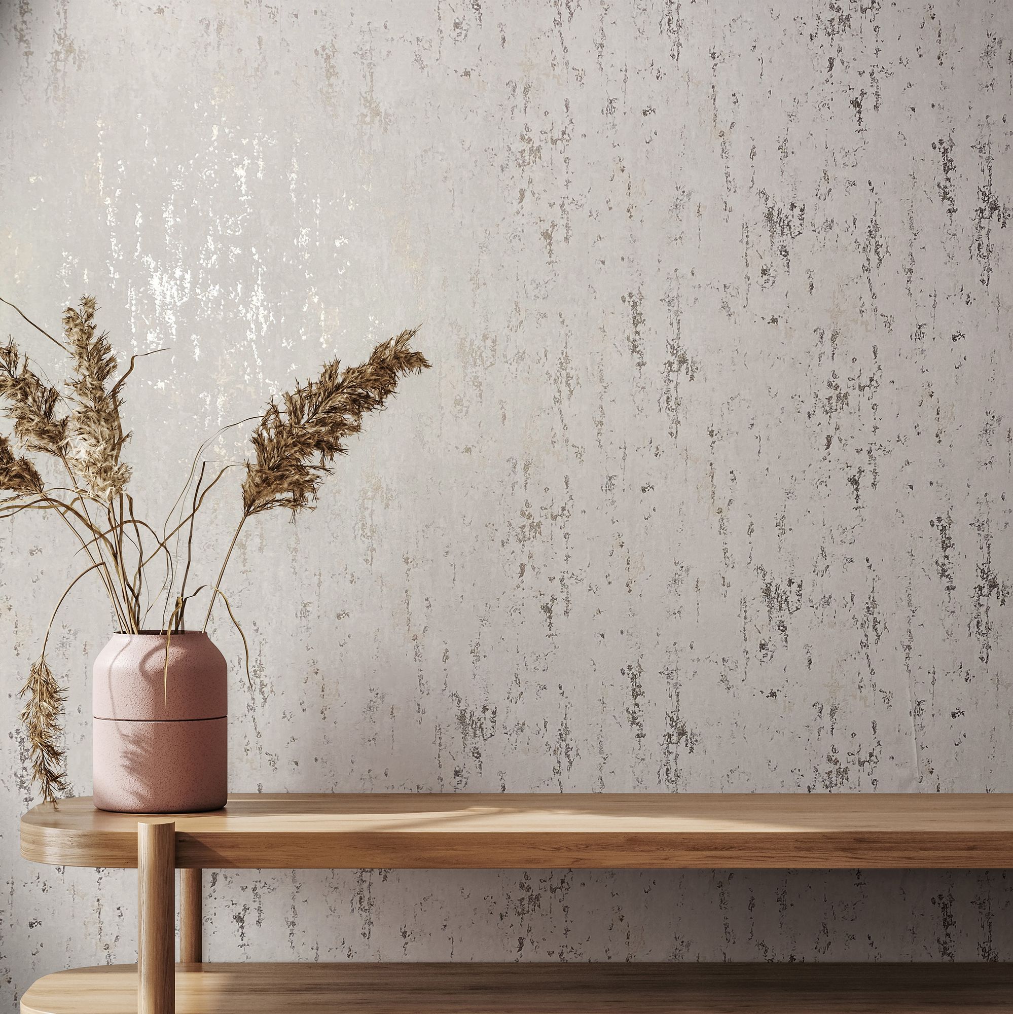 35127 Concrete look Beige and Silver Grey City Romance Wallpaper by Galerie