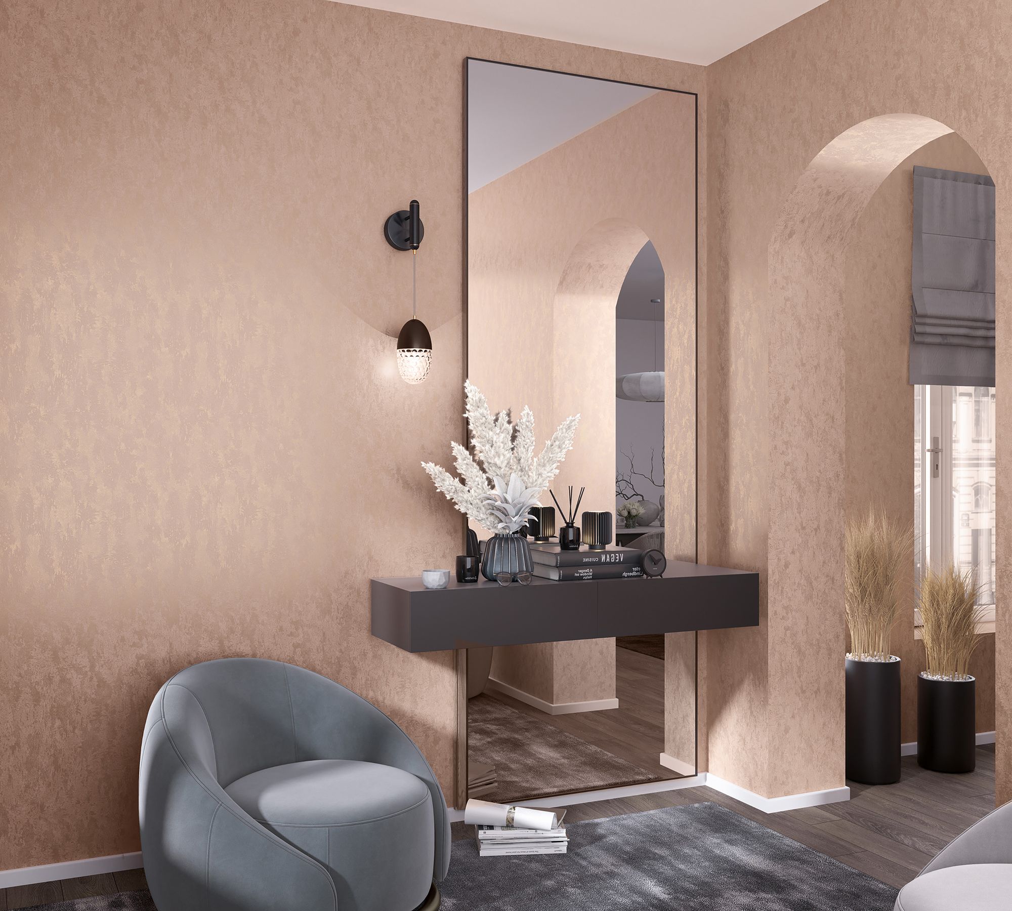 35129 Uni Orange City Romance Wallpaper by Galerie