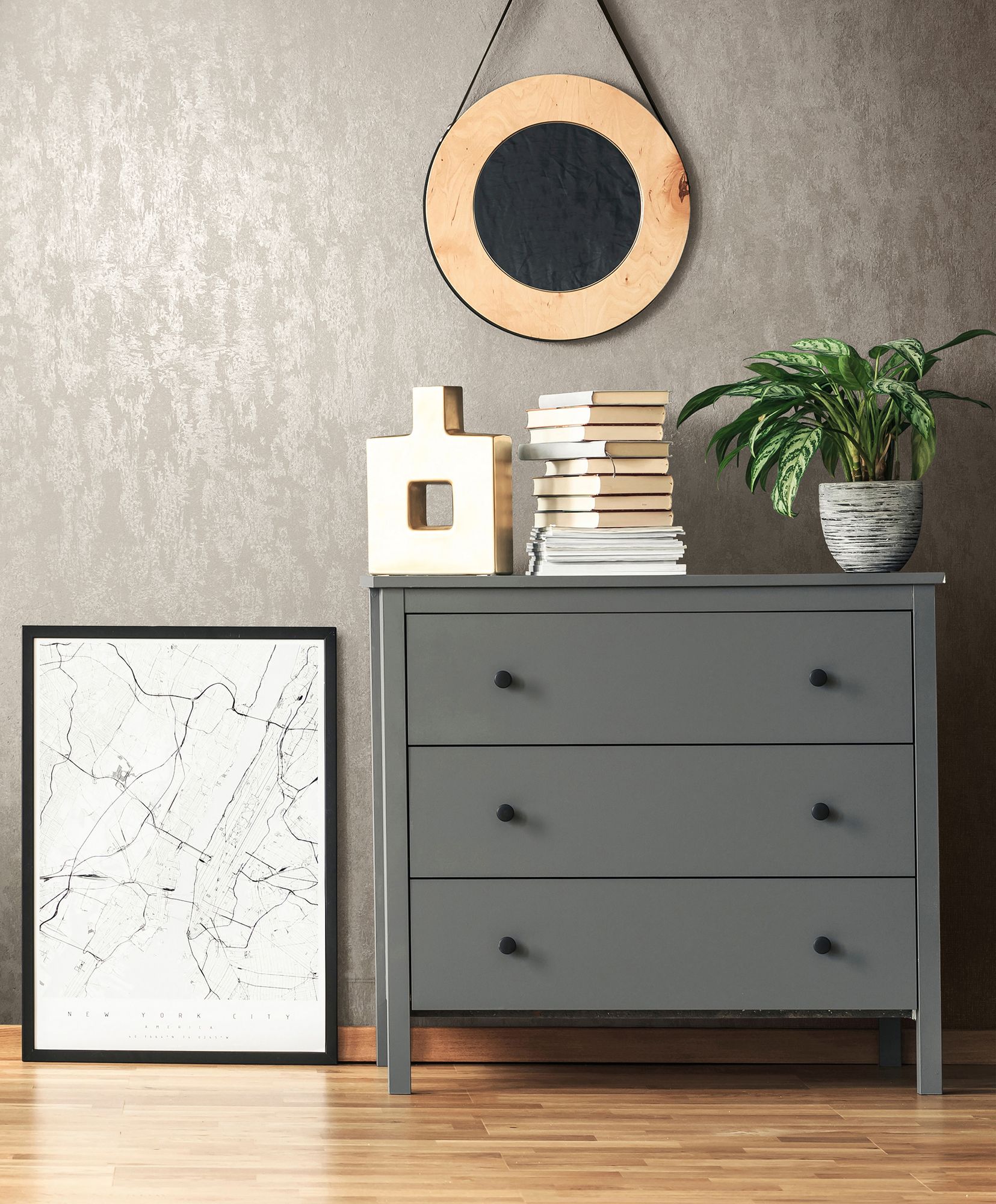 35133 Uni Beige City Romance Wallpaper by Galerie