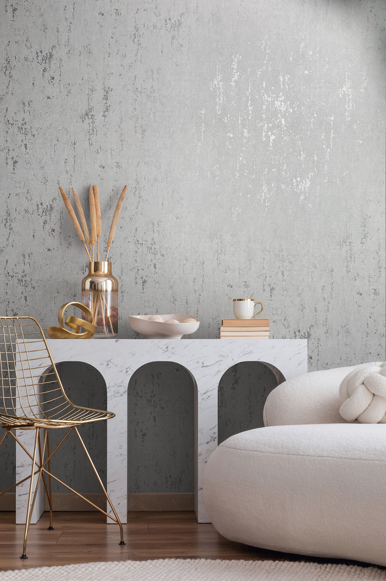 35144 Concrete look Silver Grey City Romance Wallpaper by Galerie