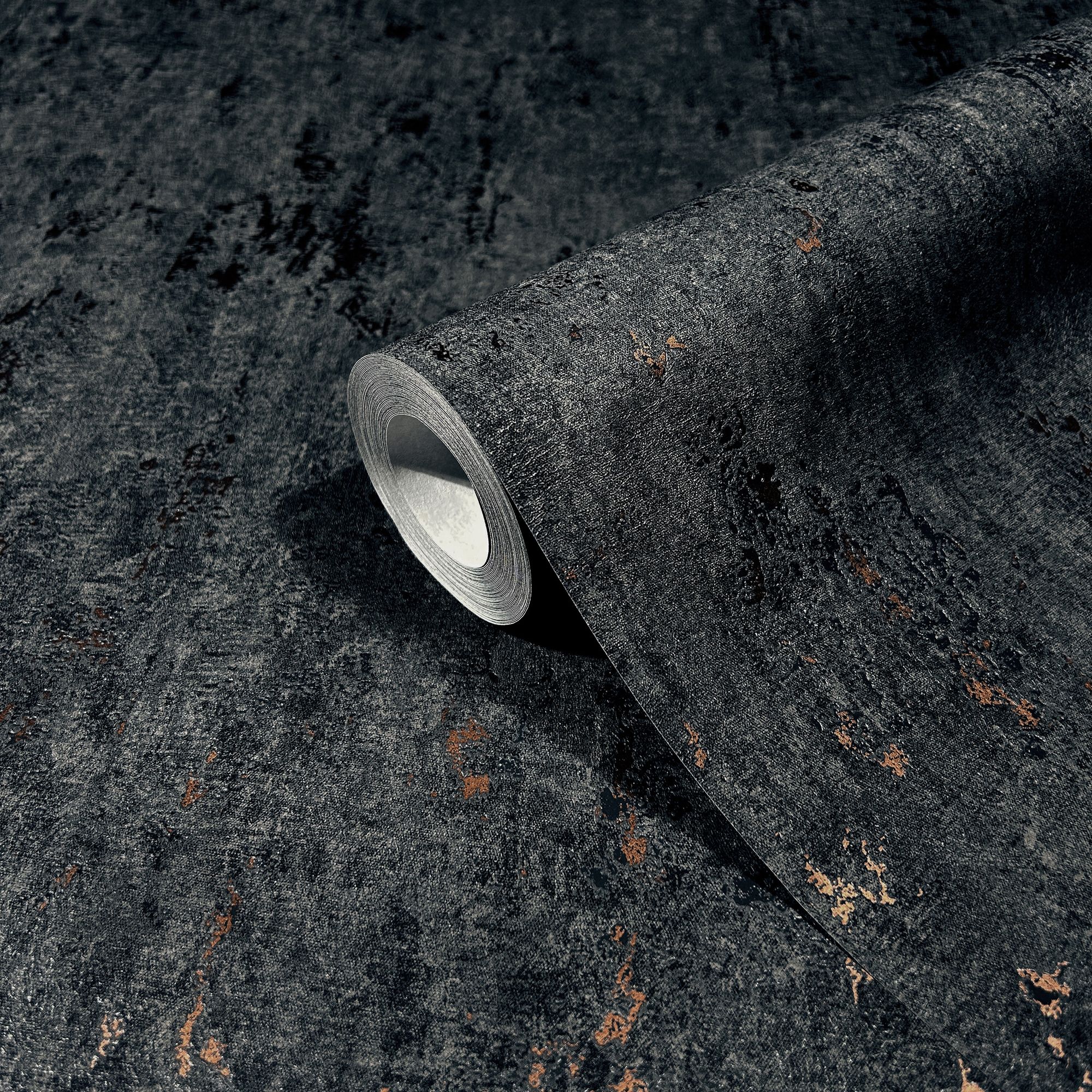 35146 Concrete look Black and Rose Gold City Romance Wallpaper by Galerie