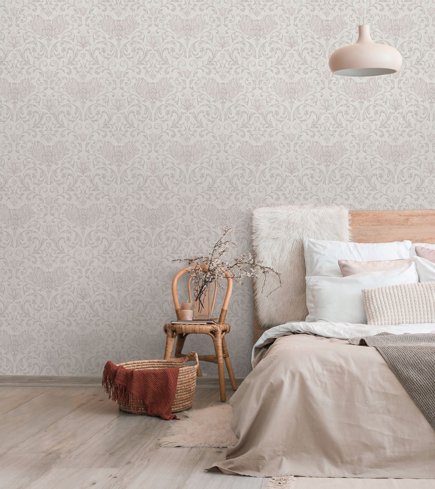 35149 Floral Pink and Silver Grey City Romance Wallpaper by Galerie