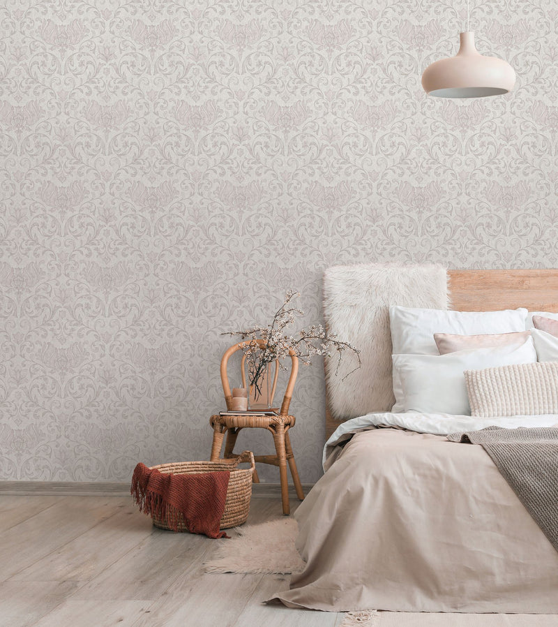 35149 Floral Pink and Silver Grey City Romance Wallpaper by Galerie