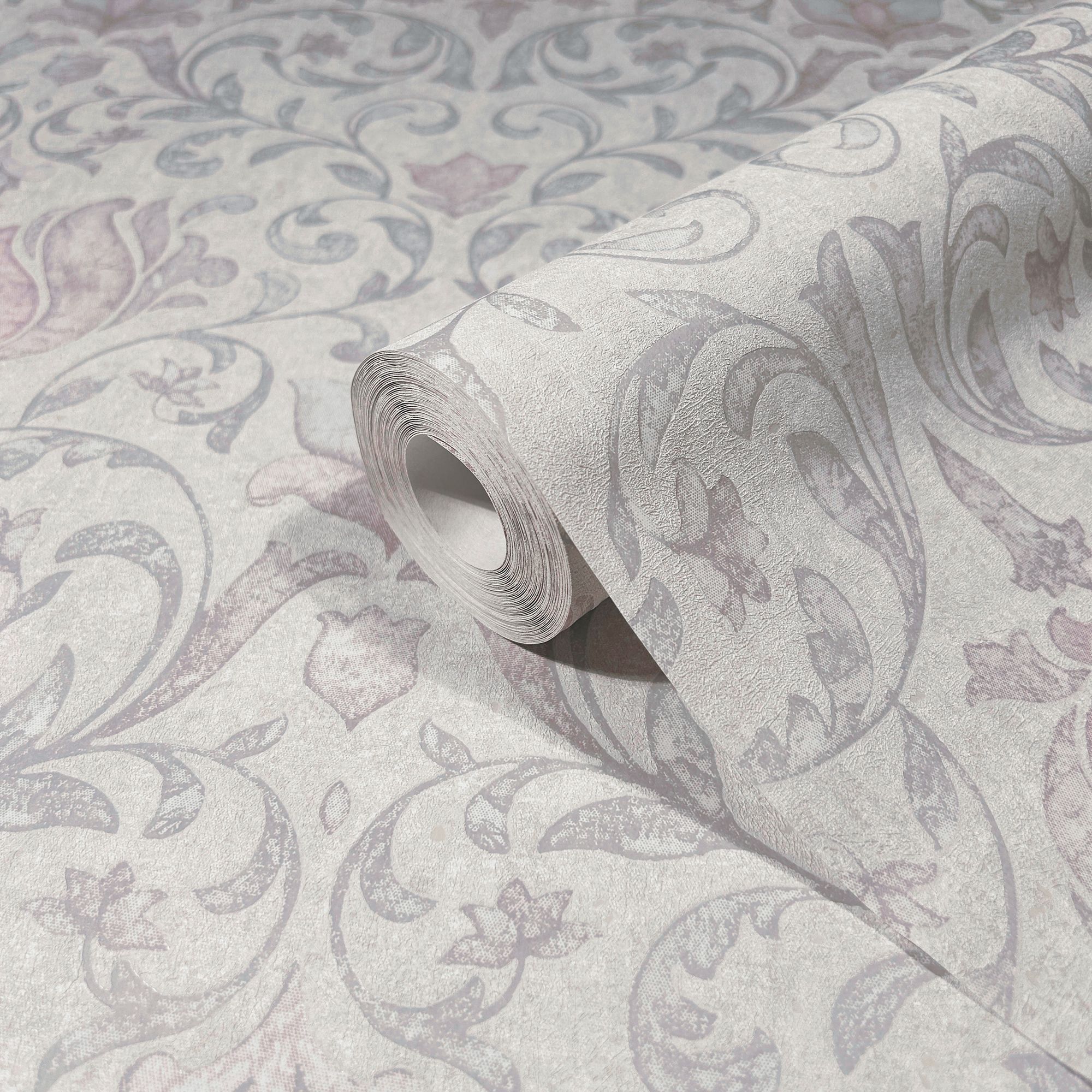 35150 Floral Silver Grey and Pink City Romance Wallpaper by Galerie