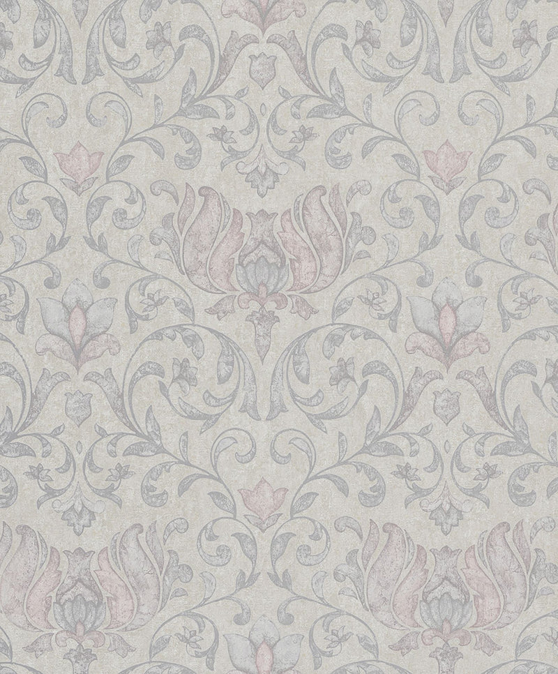 35150 Floral Silver Grey and Pink City Romance Wallpaper by Galerie