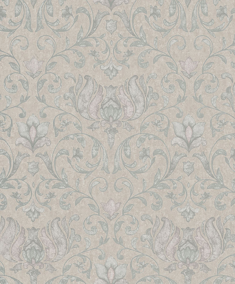 35151 Floral Beige, Blue and Pink City Romance Wallpaper by Galerie