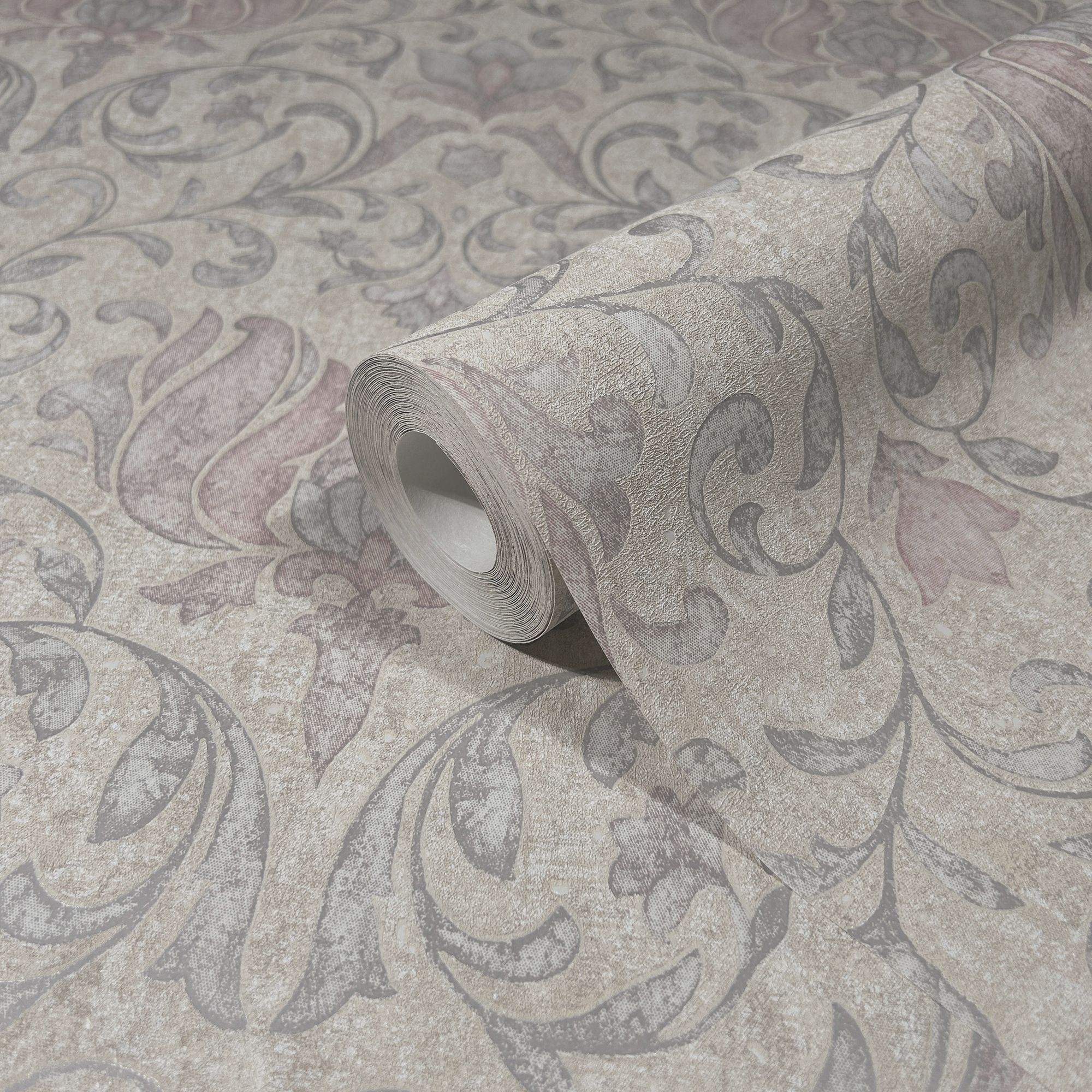 35152 Floral Beige, Pink and Silver Grey City Romance Wallpaper by Galerie