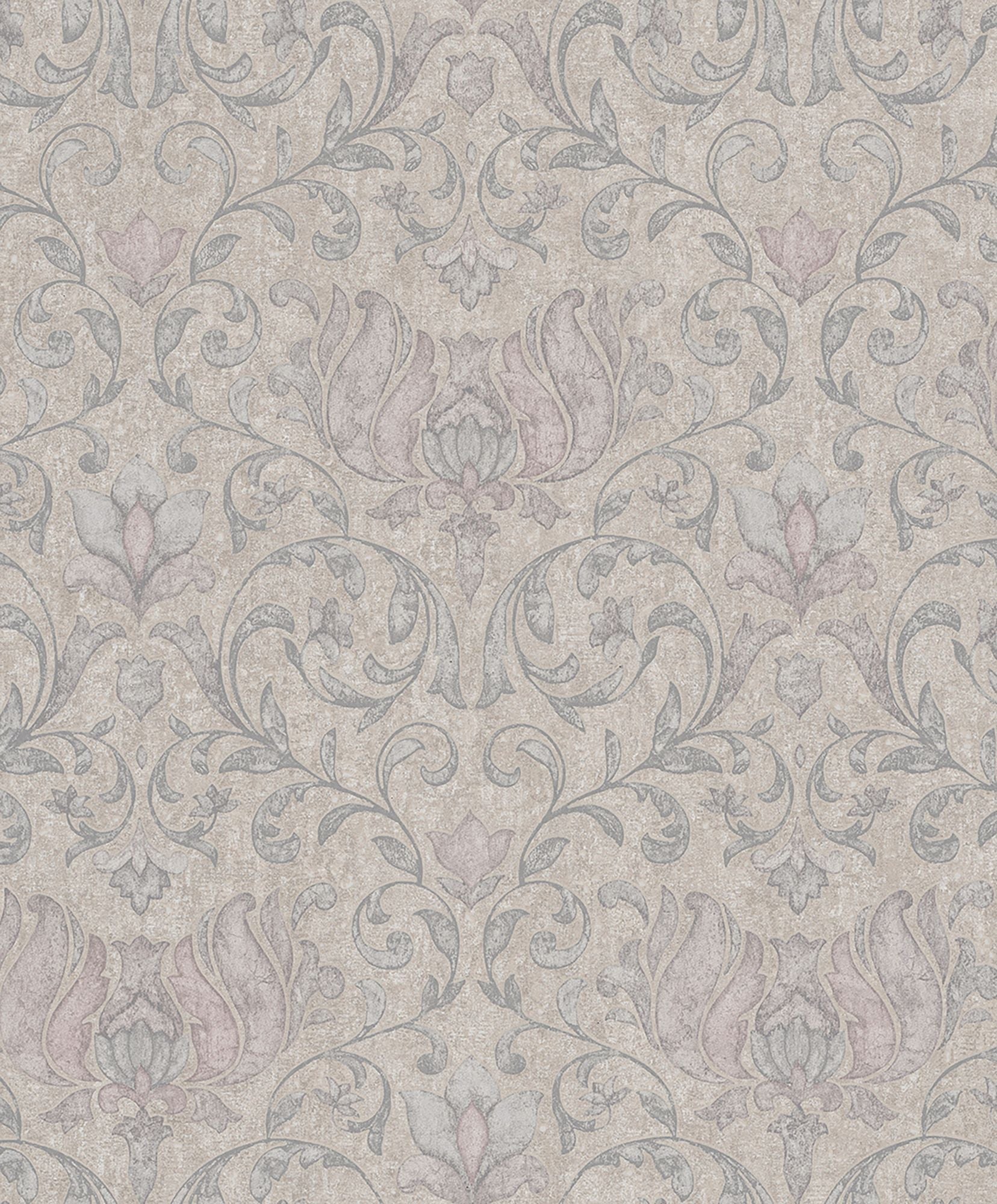 35152 Floral Beige, Pink and Silver Grey City Romance Wallpaper by Galerie