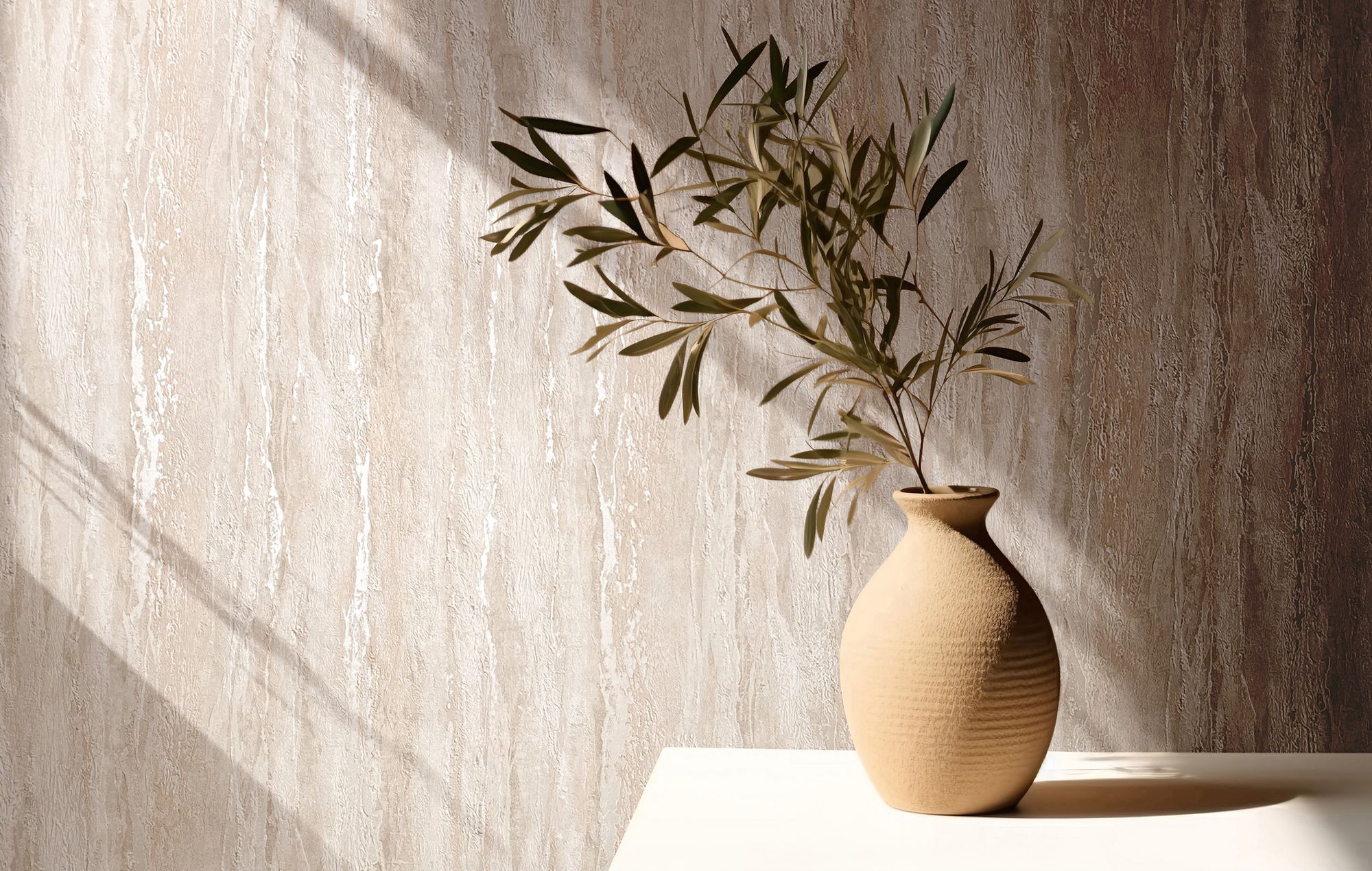 35154 Plaster look Beige, Orange and Silver Grey City Romance Wallpaper by Galerie