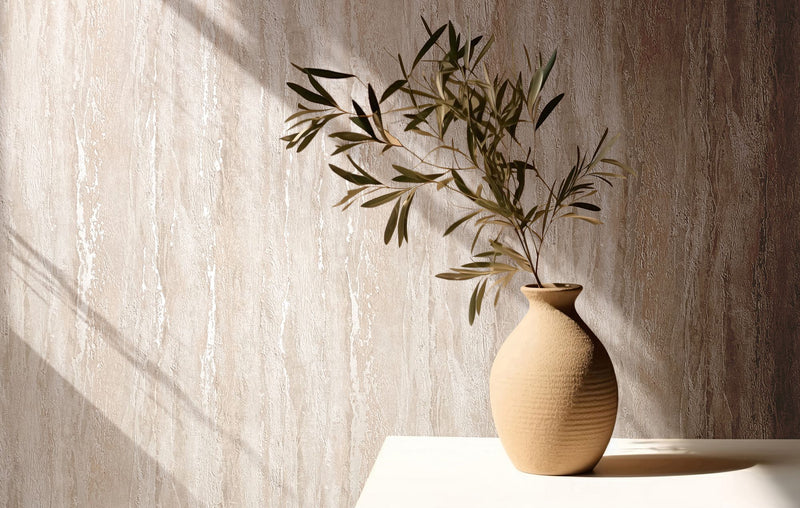 35154 Plaster look Beige, Orange and Silver Grey City Romance Wallpaper by Galerie
