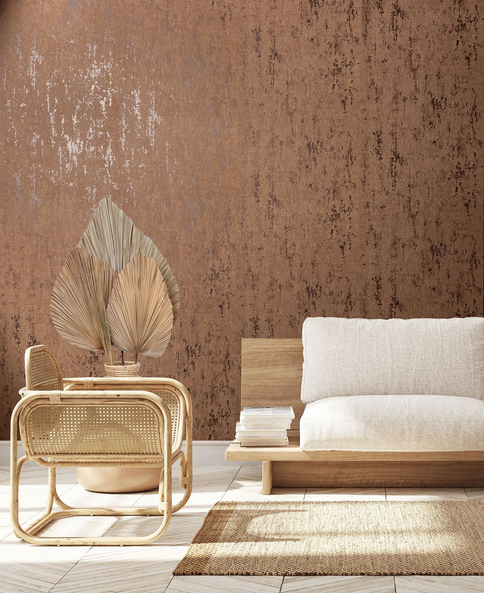35163 Concrete look Bronze Brown and Silver Grey City Romance Wallpaper by Galerie