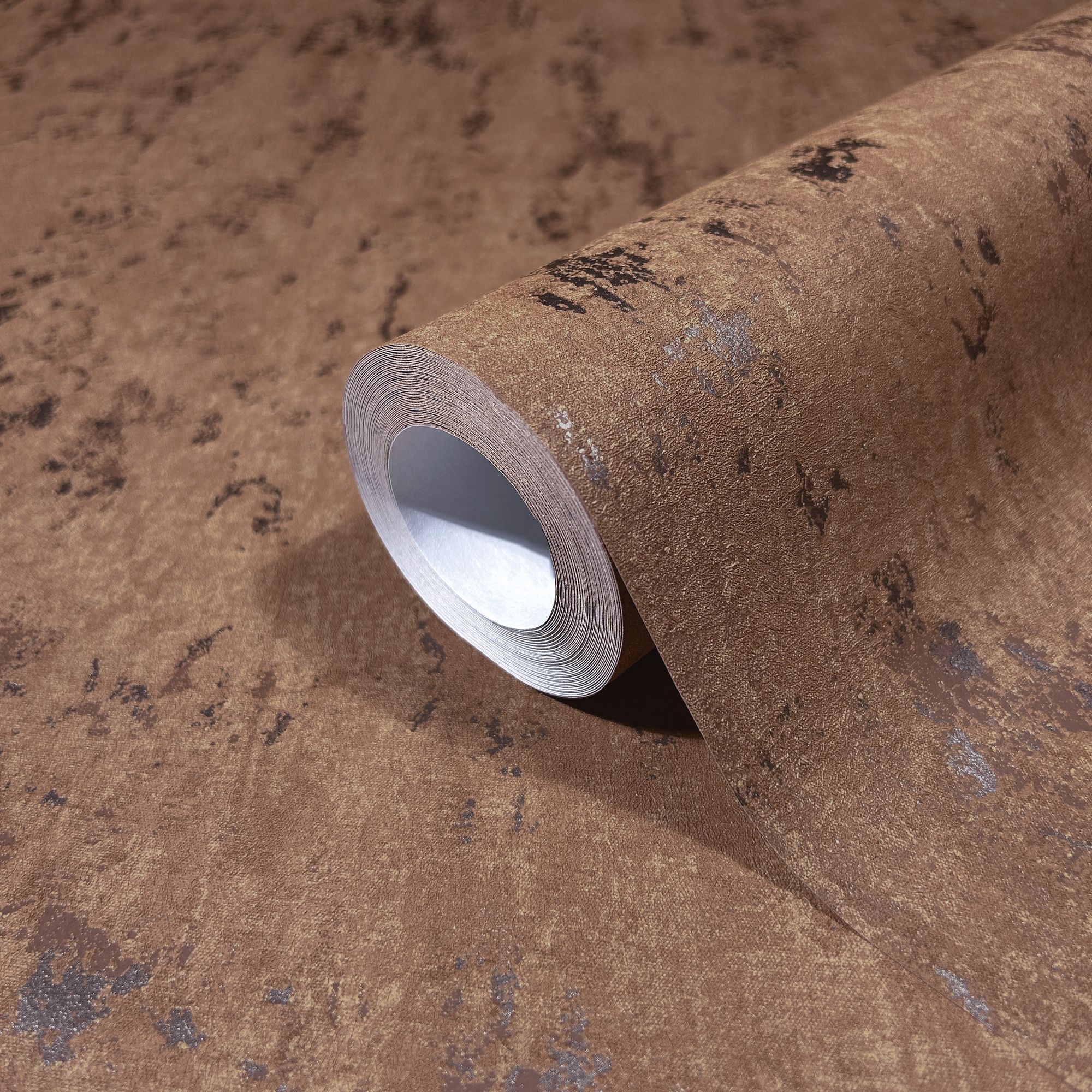 35163 Concrete look Bronze Brown and Silver Grey City Romance Wallpaper by Galerie